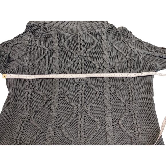 525 America Chunky Knit Cowl Neck Gray Cotton Tunic Sweater USA Made Womens XL - Picture 5 of 6